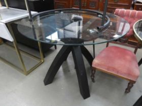 Circular glazed dining table