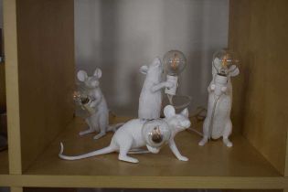 Four Seletti 'Mouse' lamps in white For hard-wiring/re-wiring