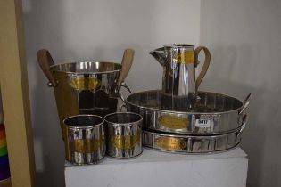 Set of Heritage Collection stainless wares including two trays, bucket, jug and pair of