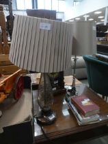 2 x Crackle glazed and brushed metal table lamps