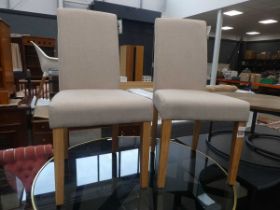 Pair of oatmeal fabric dining chairs