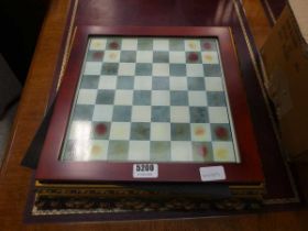 Modern chessboard with pieces