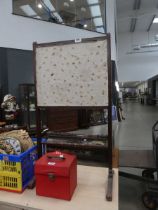 Beech fire screen with fabric panel