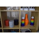 Royal Doulton orange jug, pair of Lund bottles and three iittala containers (6)