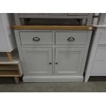 Faux oak and grey painted side board, 2 drawers and 2 doors under (af)