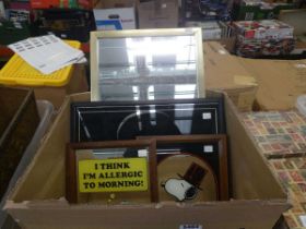 Box containing Charlie Chaplin plus two Peanuts comic strip themed mirrors and a rectangular mirror