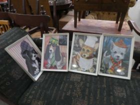4 x comical puppy prints