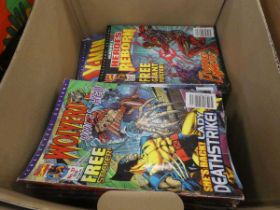 Box containing Marvel comics
