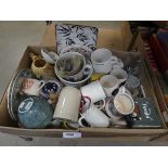 +VAT Box containing branded and other mugs, plus plant pots, wine glasses and household ornaments