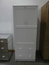 White painted single door wardrobe with drawers under Approx. dimensions - Width 63cm, depth - 50cm,