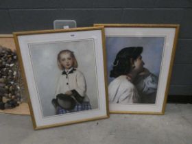 Two portrait prints, Young Girl and Lady