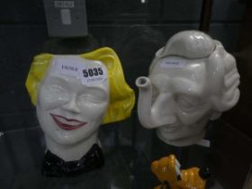 Margret Thatcher teapot, plus a ceramic figure of a lady