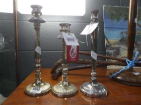 3 India Jane silver plated candlesticks