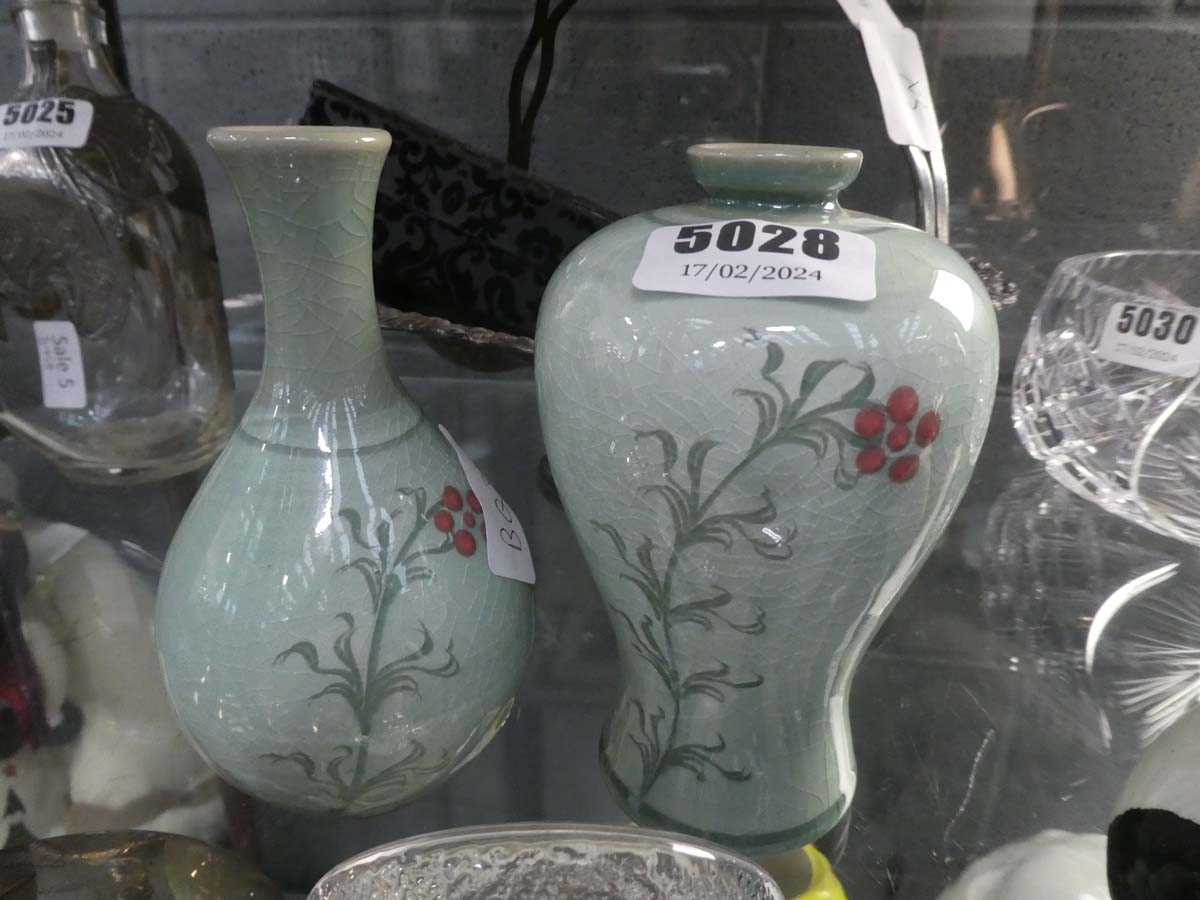 Two contemporary floral patterned Chinese vases