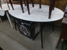 Marble effect oval dining table (as found)