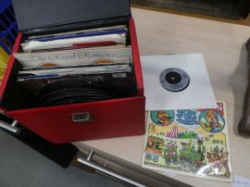 Box containing 7" vinyl records