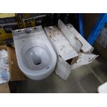Toilet pan, cistern and sink
