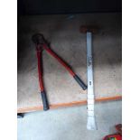Sledge hammer and pair of bolt croppers