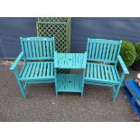 Green wooden garden love seat