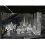 Cage containing glass vases, sherry and wine glasses plus decanters