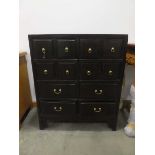 Oriental export dark lacquer style multi drawer cabinet