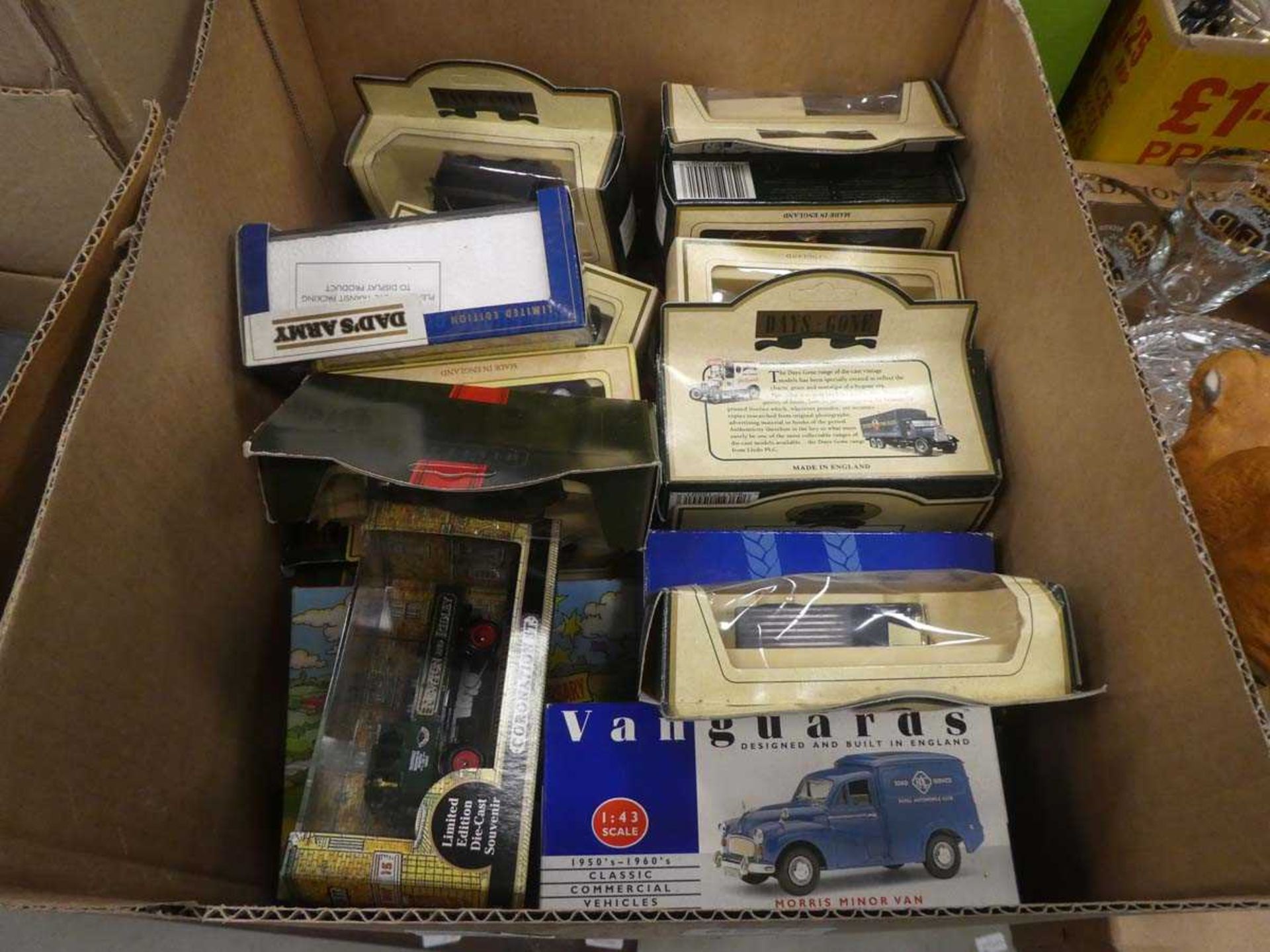 Box containing van guard and other diecast vehicles