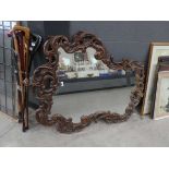 Large wall mirror with rococo style frame