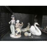 Cage containing a quantity of Lladro figures