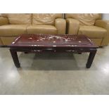 Oriental export mother of pearl inlaid redwood coffee table