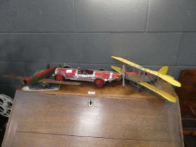 3 Meccano models comprising of plane, glider and motor vehicle