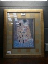 Framed and glazed print of Gustav Klimt 'The Kiss'