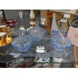 Blue moulded glass dressing table set