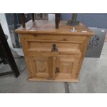 Rustic pine cupboard with drawer over