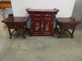 Pair of Oriental export lamp tables/bedside cabinets