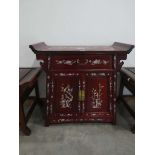 Oriental export mother of pearl inlaid redwood side cabinet