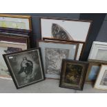 Stack of engravings, mostly ecclesiastical scenes