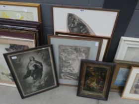 Stack of engravings, mostly ecclesiastical scenes