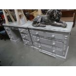 Grey painted dressing table plus a chest of 2 over 2 drawers