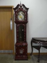 Oriental export mother of pearl and redwood long case clock
