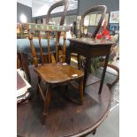 Childs elm seated chair plus an oak sewing box