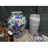 Chinese export vase together with a blue and cream vase