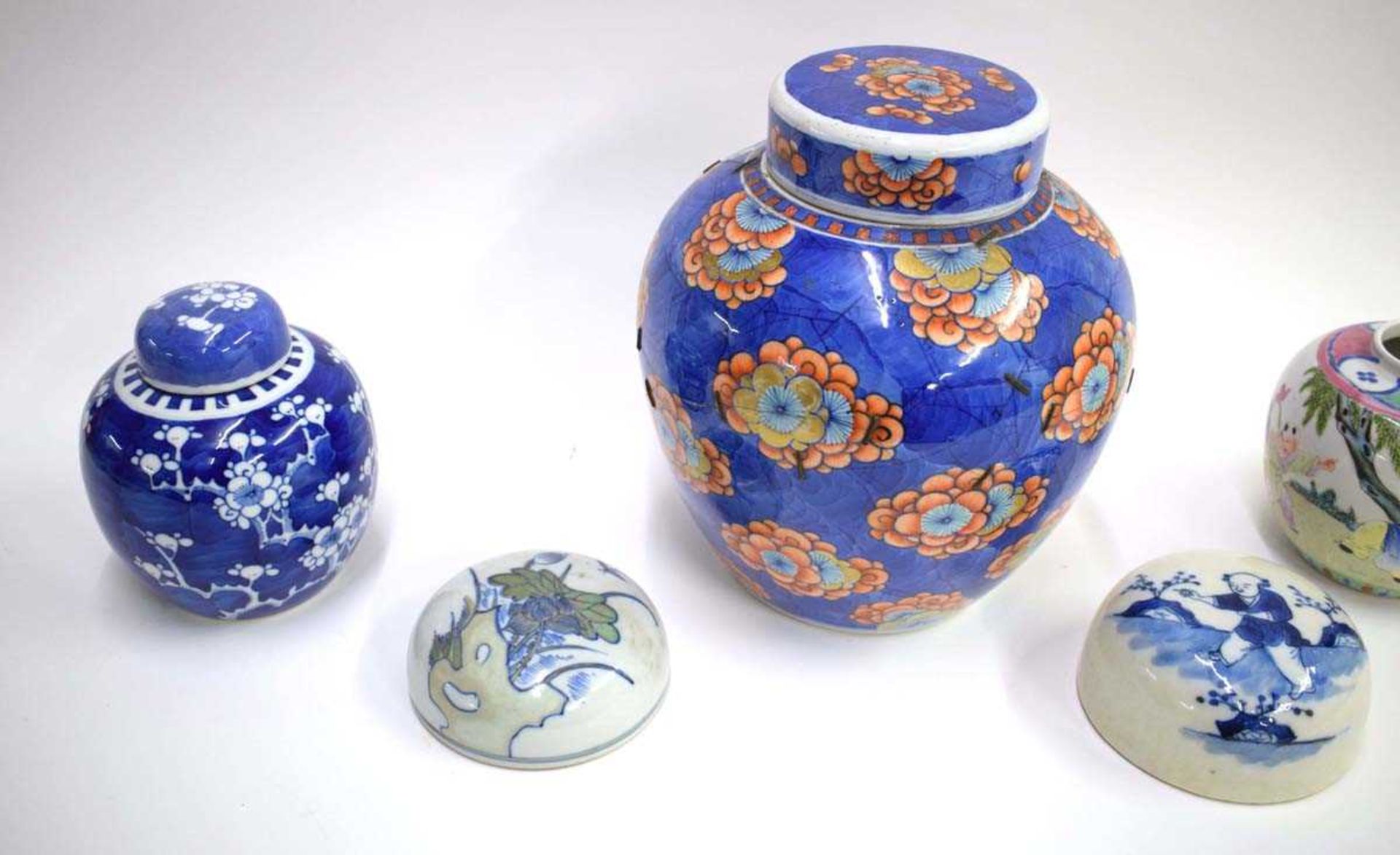 Thirteen Chinese ginger jars of typical form including a provincial example, h. 15 cm, blue and - Image 8 of 23