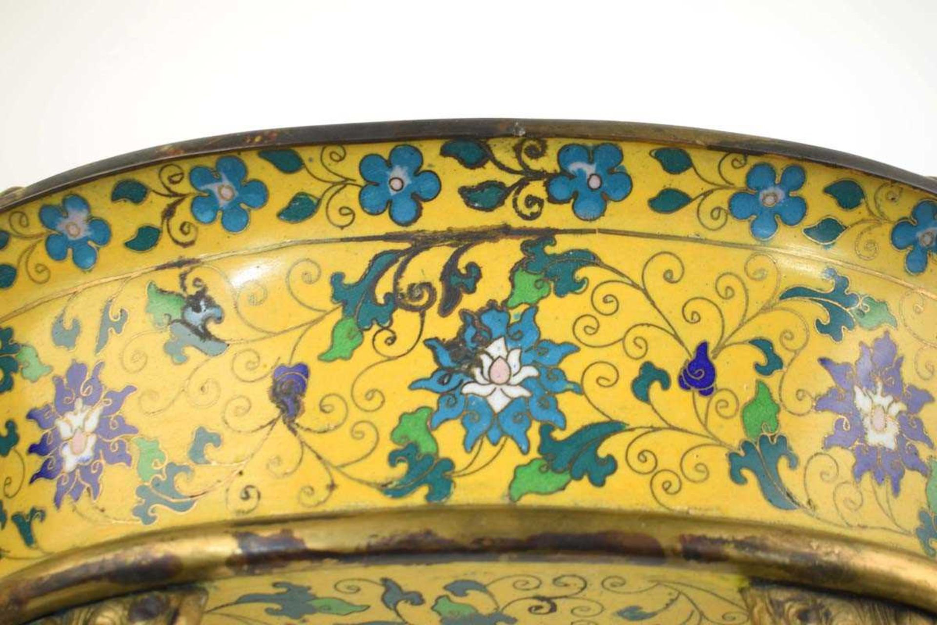 A 19th century Chinese cloisonné jardinière of oval form, decorated with floral motifs within a - Image 8 of 19