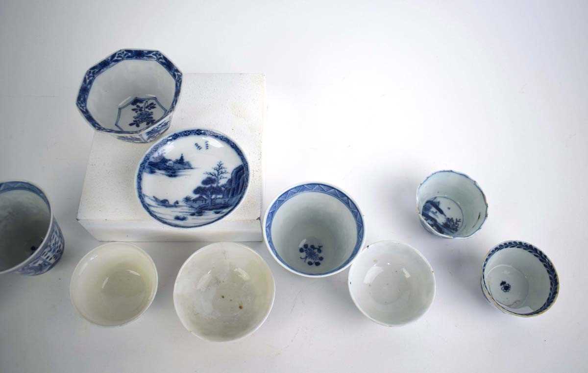 Twelve 18th century and later Chinese blue and tea bowls, cups etc., including a pair of cups - Image 6 of 14