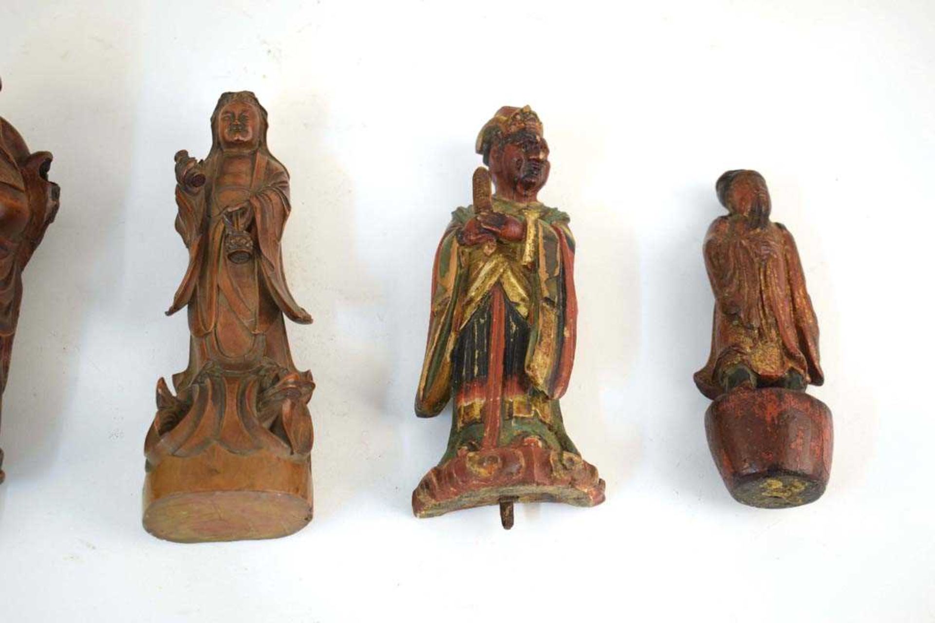 A Chinese carved wood figure modelled as a fisherman and his catch, h. 18 cm, together with ten - Bild 2 aus 62