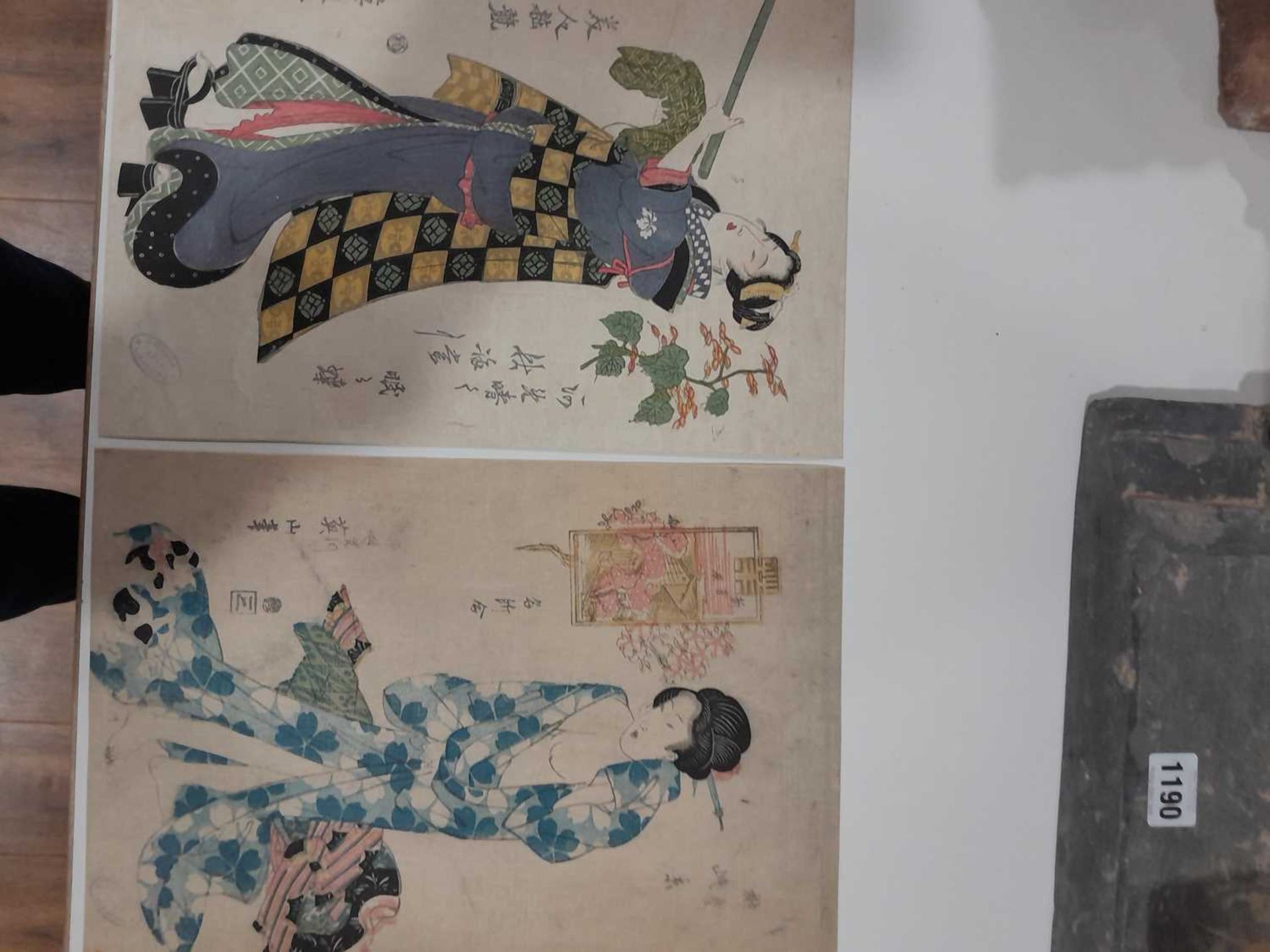 Twelve reproduction Japanese woodblock prints depicting female beauties, from the Birmingham Free - Bild 11 aus 12