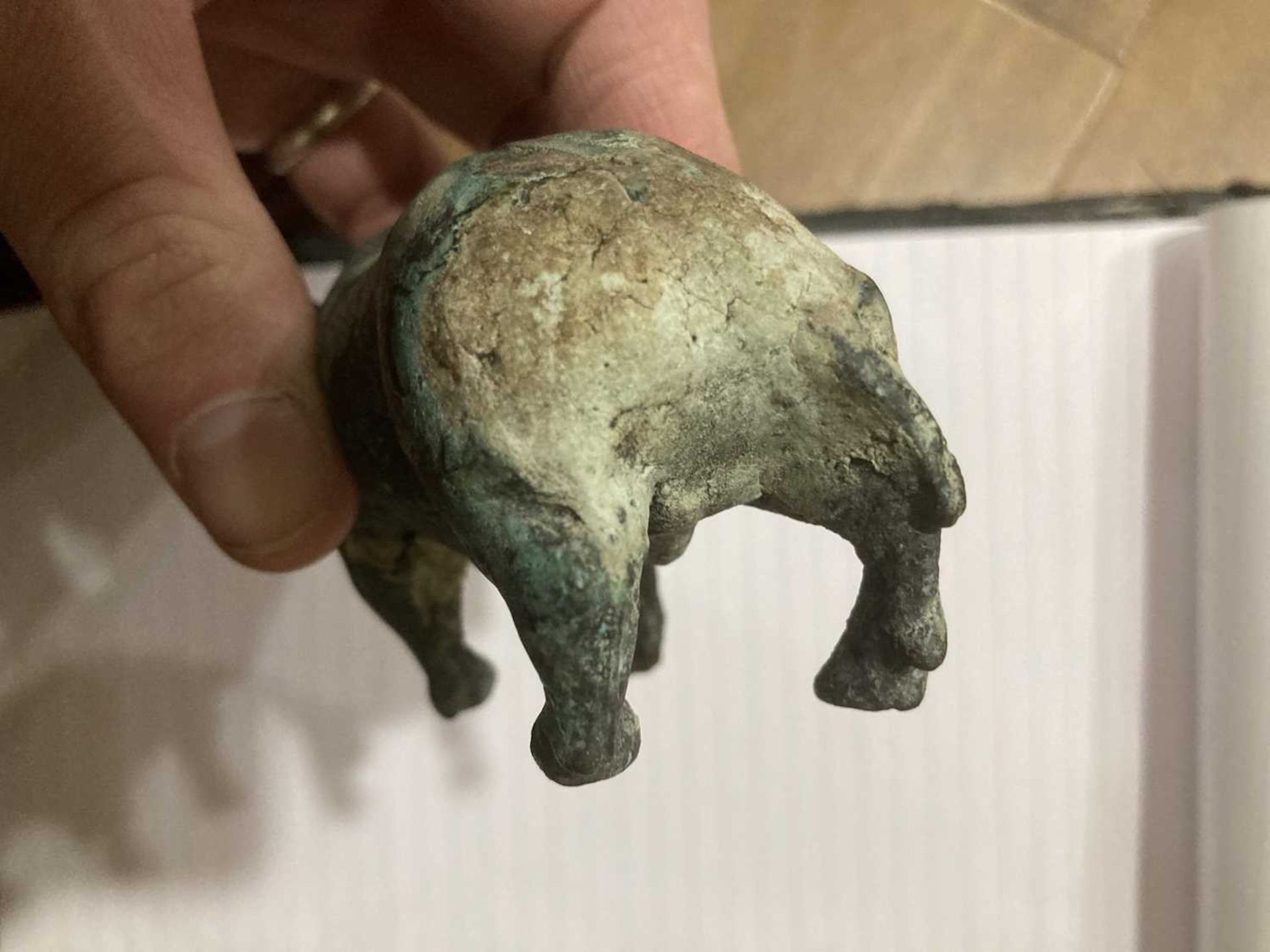 An archaic Chinese green patinated bronze figure modelled as a horse, h. 8 cm and a further group of - Image 8 of 19