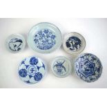 A Chinese Ming Dynasty blue and white dish centrally decorated with a pair of deer, d. 10 cm,