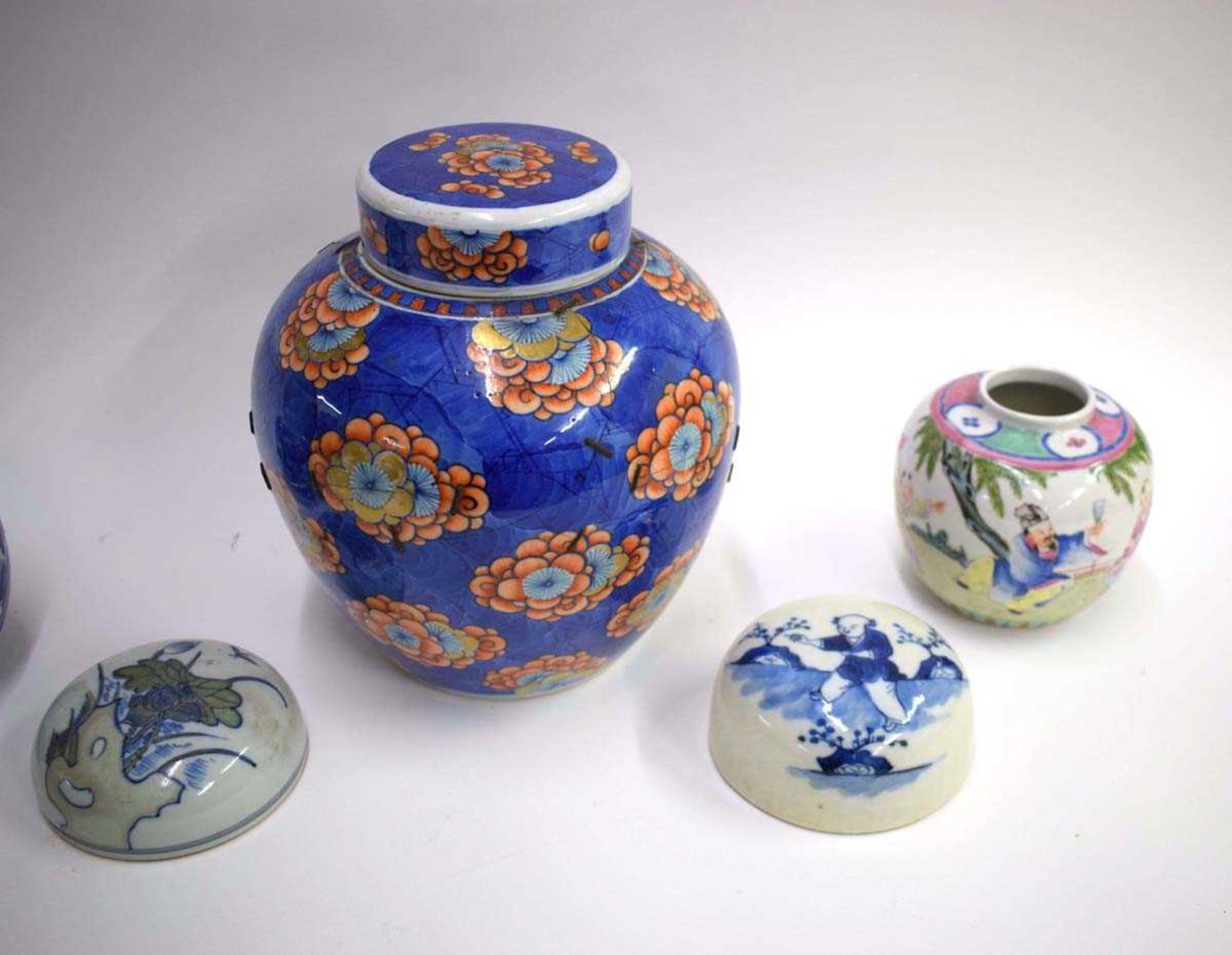 Thirteen Chinese ginger jars of typical form including a provincial example, h. 15 cm, blue and - Image 9 of 23