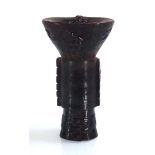 A Chinese faux rhinoceros horn libation cup, h. 14 cm *from the collection of Phillip Allen (1938-